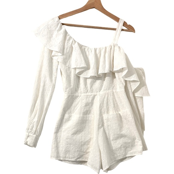 FOR LOVE & LEMONS Bora Bora Eyelet Romper in White Size XS - Picture 5 of 12